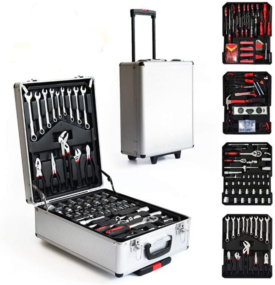 PENFU Wrench Tie Rod 217 Sets of Aluminum Box Tool Set Ratchet Wrench Set Open Set Toolbox Combination Wrench Set Hand Repair Tool