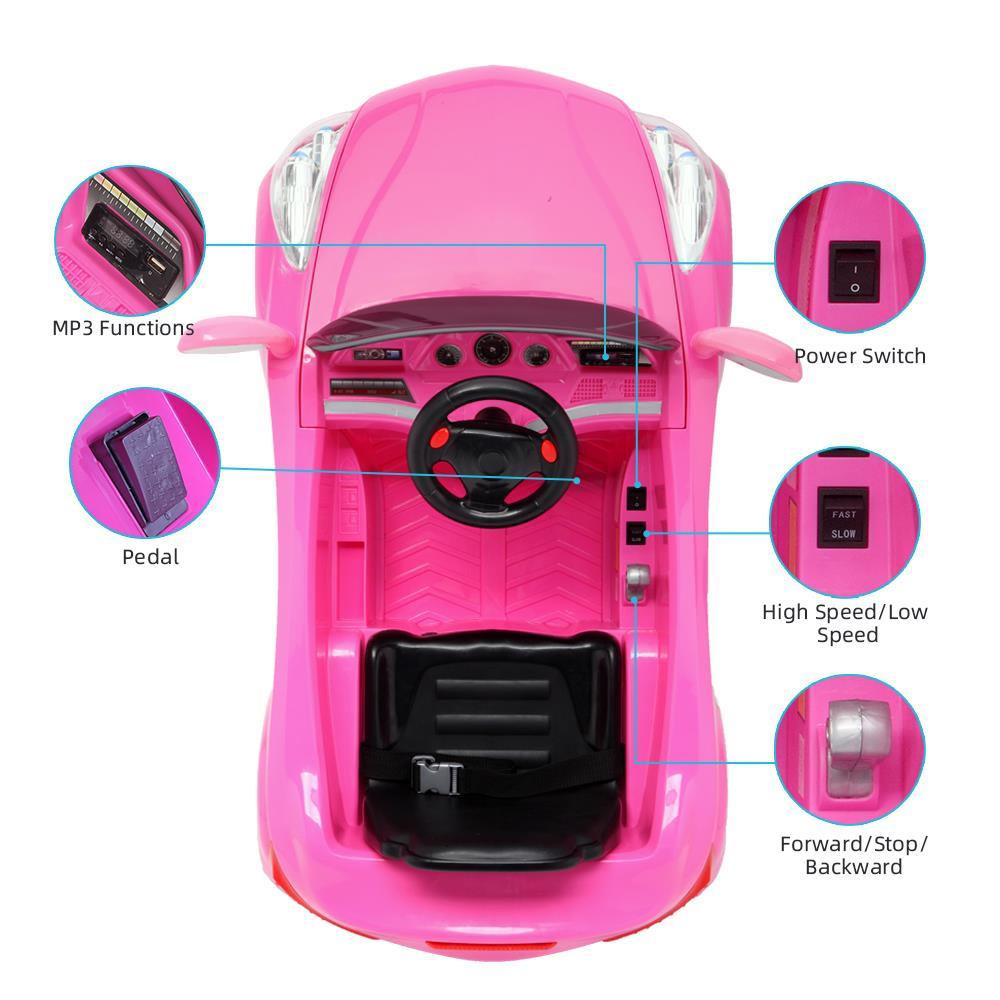 Zimtown Ride-On Car Electric Car with 35W*2 12V7AH*1 Battery Children Car Pre-Programmed Music and Ride on Car Remote control Pink