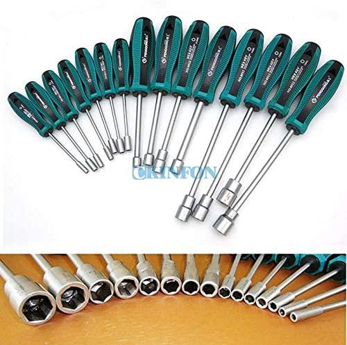Screwdriver DHL 10Set15PCS 3-14mm Metal Socket Driver Hex Nut Key Wrench Screwdriver Nutdriver Hand Tool