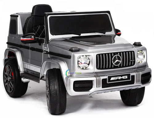 12V powered Mercedes AMG G63 Ride on electric car For Kids with Remote Control LED lights MP3 Leather Seat - Silver