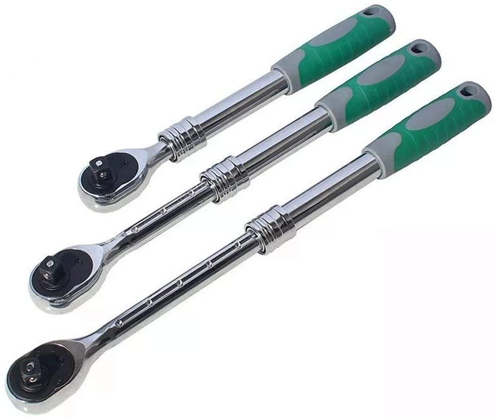 Peixiang Sturdy Wrench 3pcs 1/2Inch Auto Telescopic Ratchet Wrench Universal Key Spanner Length 31-44cm Torque Wrench Car Bike Repair Tools Repair Tools Safety