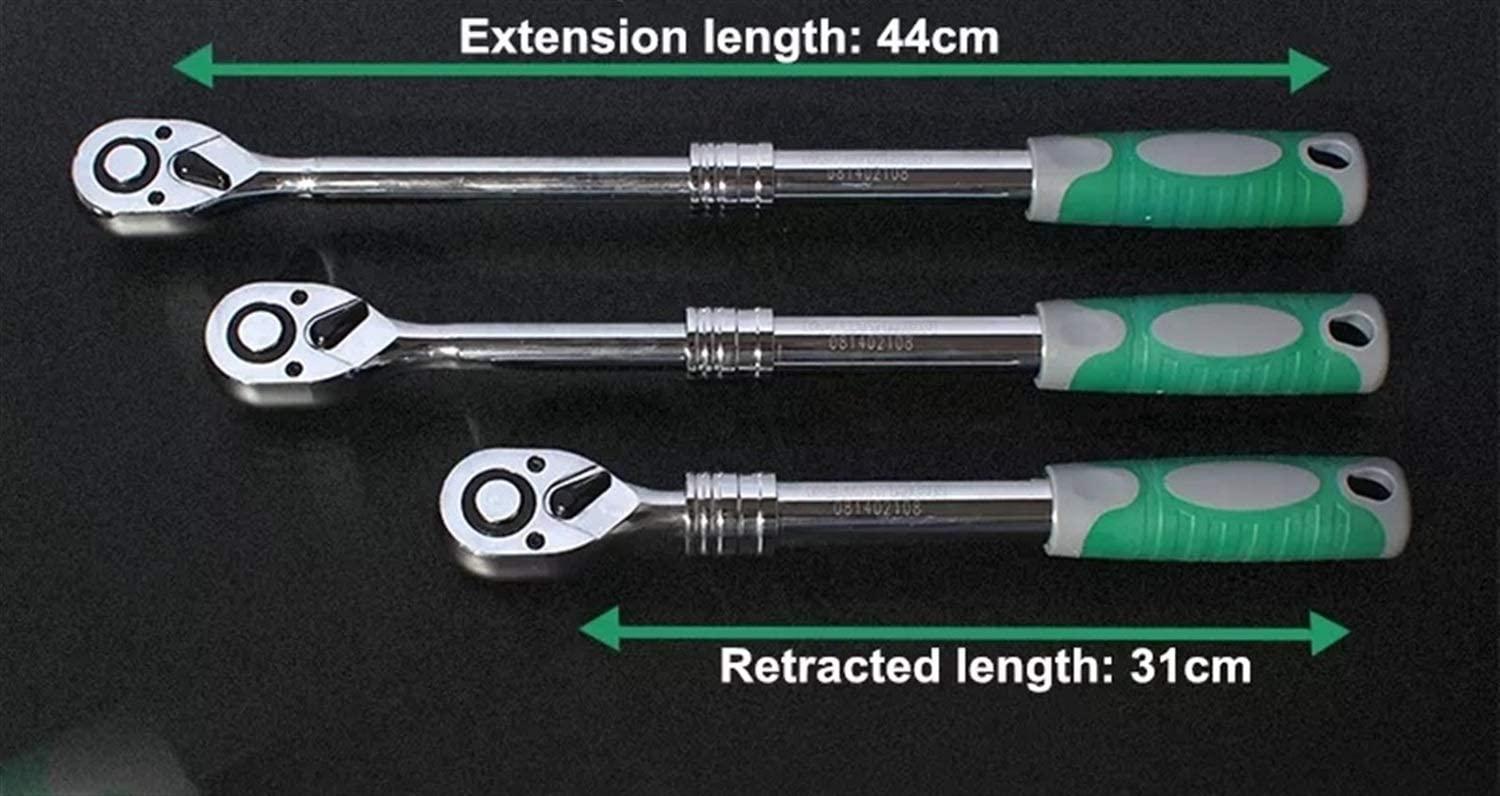 Peixiang Sturdy Wrench 3pcs 1/2Inch Auto Telescopic Ratchet Wrench Universal Key Spanner Length 31-44cm Torque Wrench Car Bike Repair Tools Repair Tools Safety