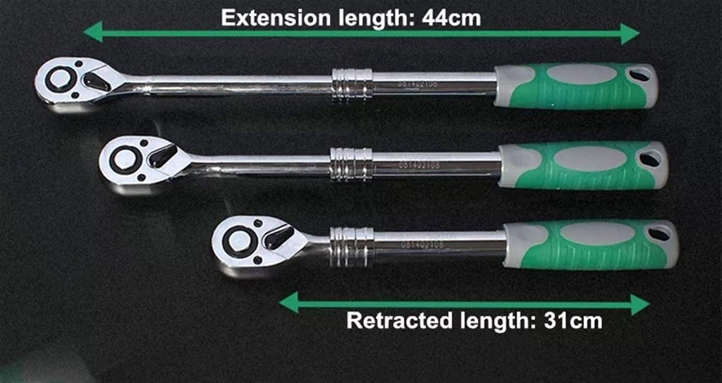Singlin58 Tool 3pcs 1/2Inch Auto Telescopic Ratchet Wrench Universal Key Spanner Length 31-44cm Torque Wrench Car Bike Repair Tools Universal Hand Tools Bike