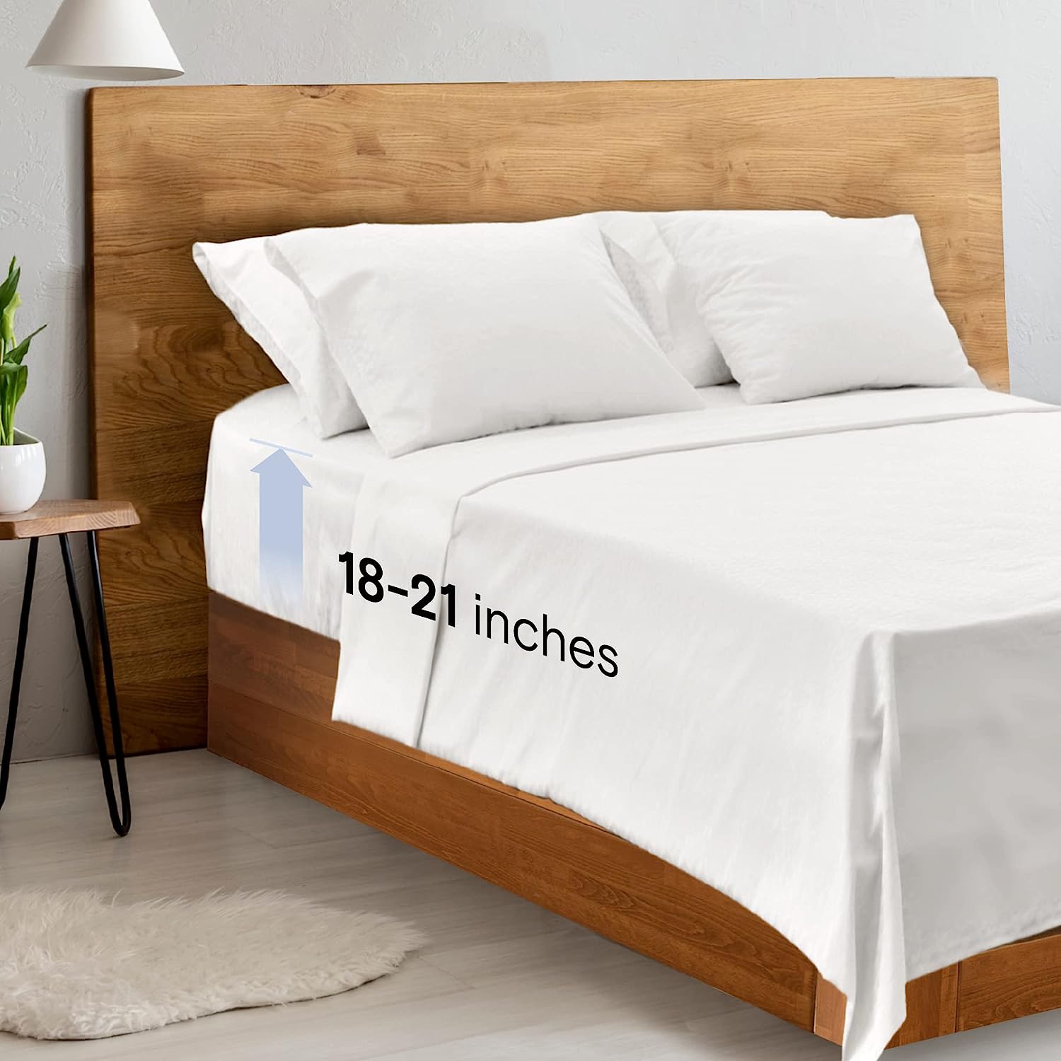 LuxClub 7 PC Extra Deep Pocket Split King Sheets &amp; Pillowcases Set - Hotel Bedding Silky Soft Eco Friendly Wrinkle Free Ultra Soft Cooling Bed Sheet Set deep Pocket up to 21" (Split King, White)