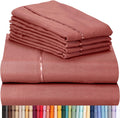 LuxClub 6 PC Queen Sheet Set Bamboo Sheets Deep Pockets 18" Eco Friendly Wrinkle Free Cooling Sheets Machine Washable Hotel Bedding Silky Soft - Salmon Pink Queen