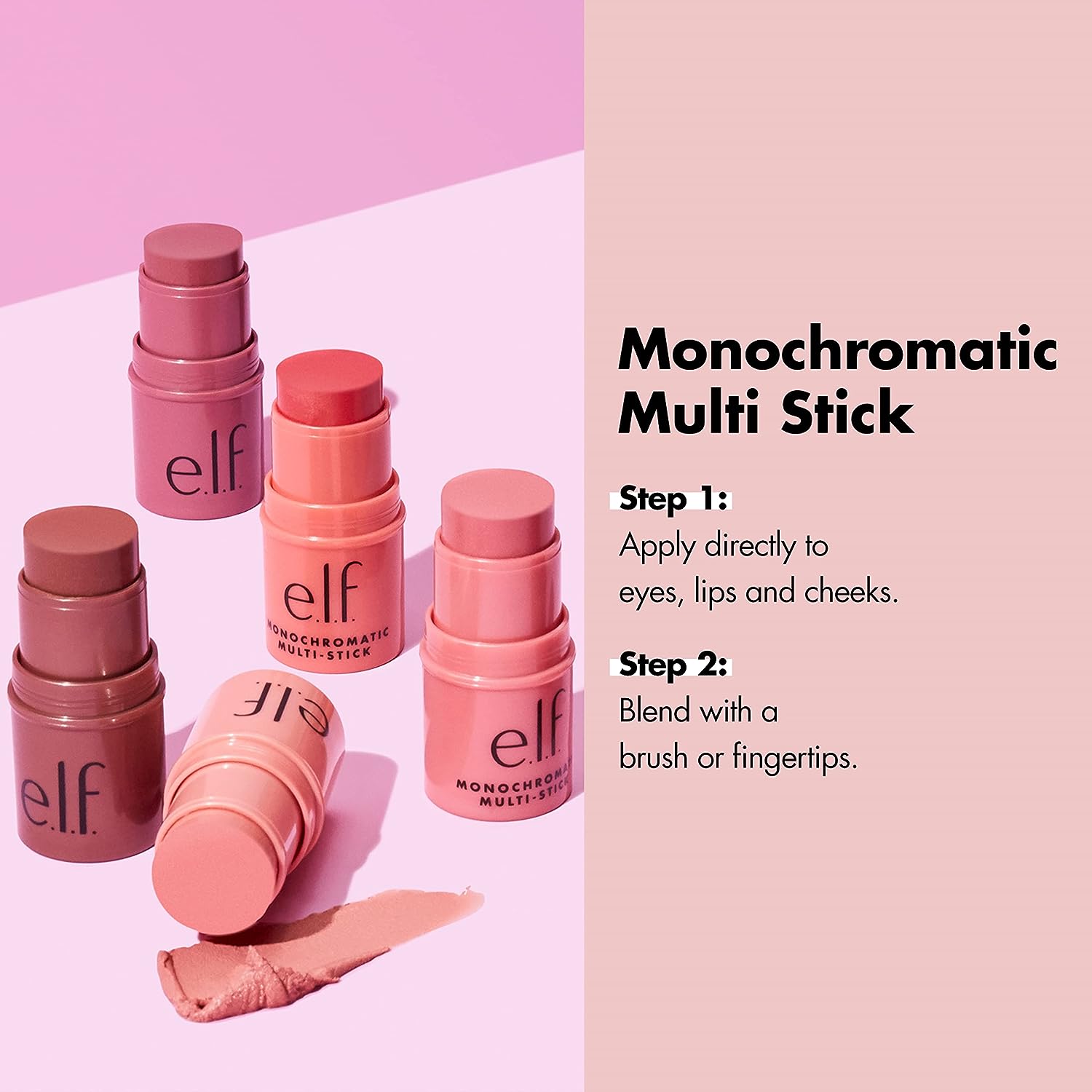e.l.f. Monochromatic Multi Stick, Luxuriously Creamy &amp; Blendable Color, For Eyes, Lips &amp; Cheeks, Luminous Berry, 0.155 Oz (4.4g)