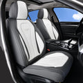 Coverado Leather Seat Covers Front, 2-Pack Universal Seat Covers for Cars, Waterproof Luxury Leatherette Car Seat Cushions, Car Seats Protectors, Driver Seat Covers Fit for Most Vehicles GaryWhite