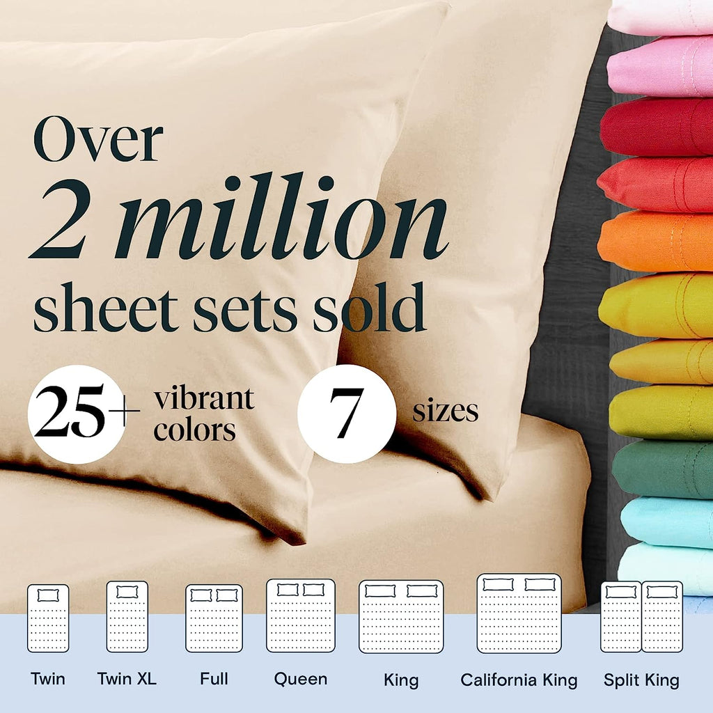 LuxClub 6 PC California King Size Sheet Set Bamboo Sheets Deep Pockets 18" Eco Friendly Wrinkle Free Cooling Sheets Machine Washable Hotel Bedding Silky Soft - Cream California King