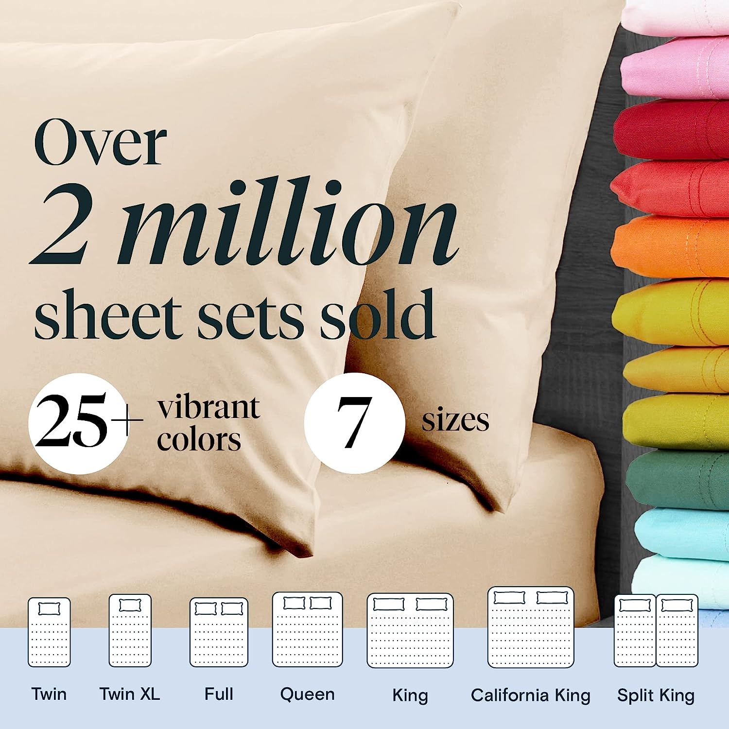 LuxClub 6 PC California King Size Sheet Set Bamboo Sheets Deep Pockets 18" Eco Friendly Wrinkle Free Cooling Sheets Machine Washable Hotel Bedding Silky Soft - Cream California King