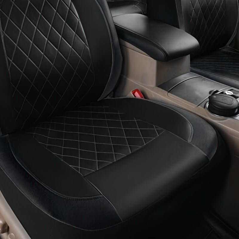 Upgrade Your Car Interior With 9Pcs/Set Quilted Leather Thread Pressing Seat Covers - Airbag Compatible &amp; Breathable!