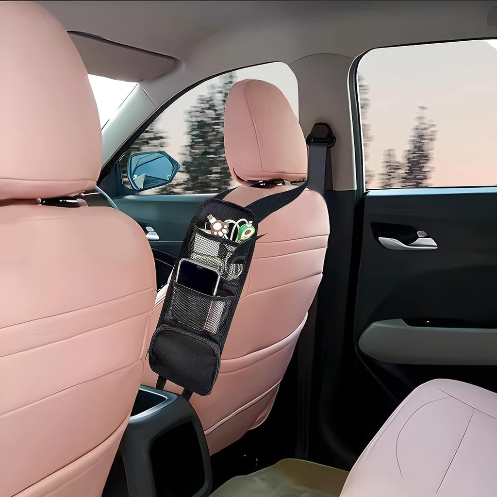 QUICTO 2PCS Car Seat Storage Hanging Bag, Multi-Pocket Seat Side Organizer, Car Multifunctional Mesh Net Pocket, Can Hold Mobile Phone, Wallet, Glasses, Suitable for Cars, SUVs, Trucks