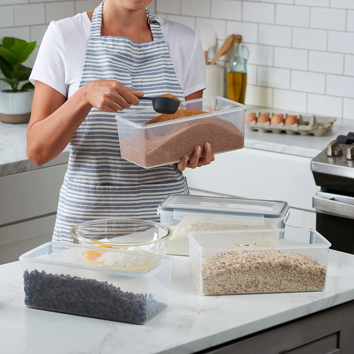 Organize Your Kitchen Pantry with These 3.2L Airtight Plastic StoraContainers - BPA &amp; Labeless!