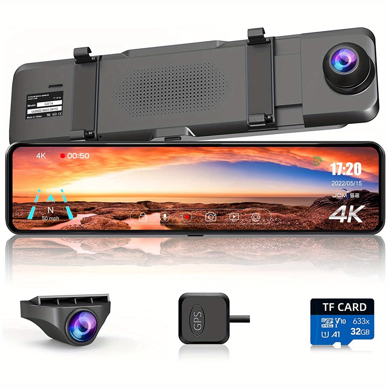 4K Mirror Dash Cam Front And Rear, Rearview Mirror Camera For Cars &amp; Trucks With 11" IPS Touch Screen, Backup Camera With Type-C, Starvis Sensor