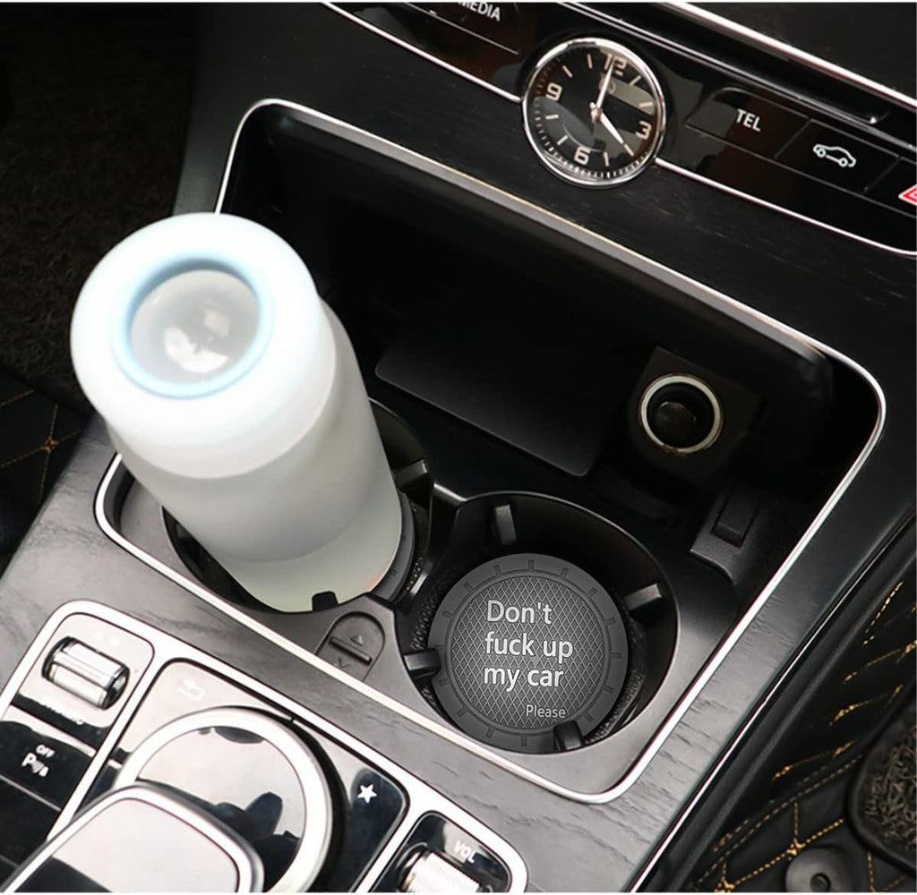 8sanlione 2 Pack Car Cup Holder Coasters, 2.75 Inch Non-Slip PVC Insert Cup Coaster, Anti-Scratch Auto Cup Mats for Women Men, Vehicle Interior Accessories Universal for Car, SUV, Truck (D Gray/2PCS)