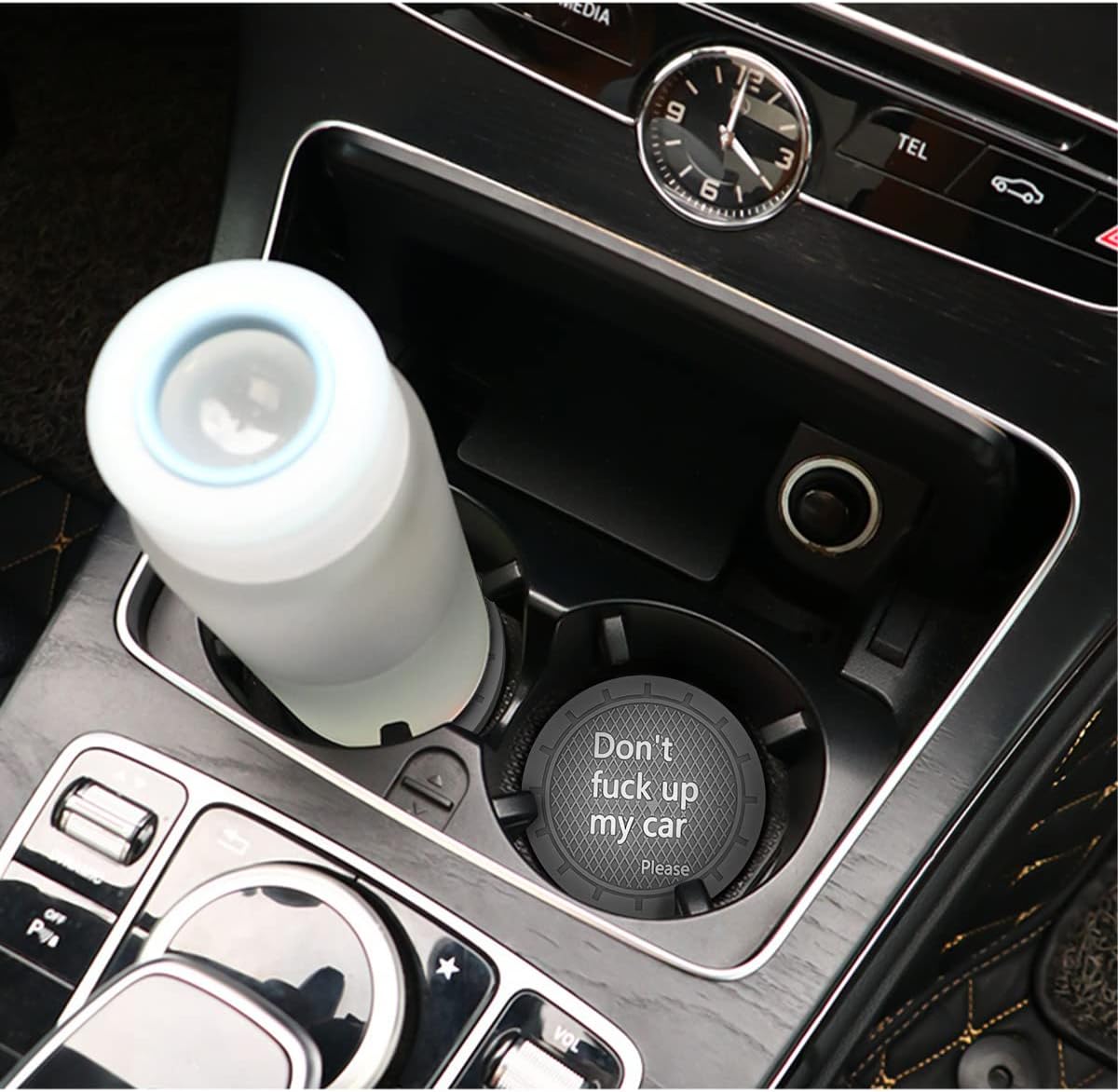 8sanlione 2 Pack Car Cup Holder Coasters, 2.75 Inch Non-Slip PVC Insert Cup Coaster, Anti-Scratch Auto Cup Mats for Women Men, Vehicle Interior Accessories Universal for Car, SUV, Truck (D Gray/2PCS)