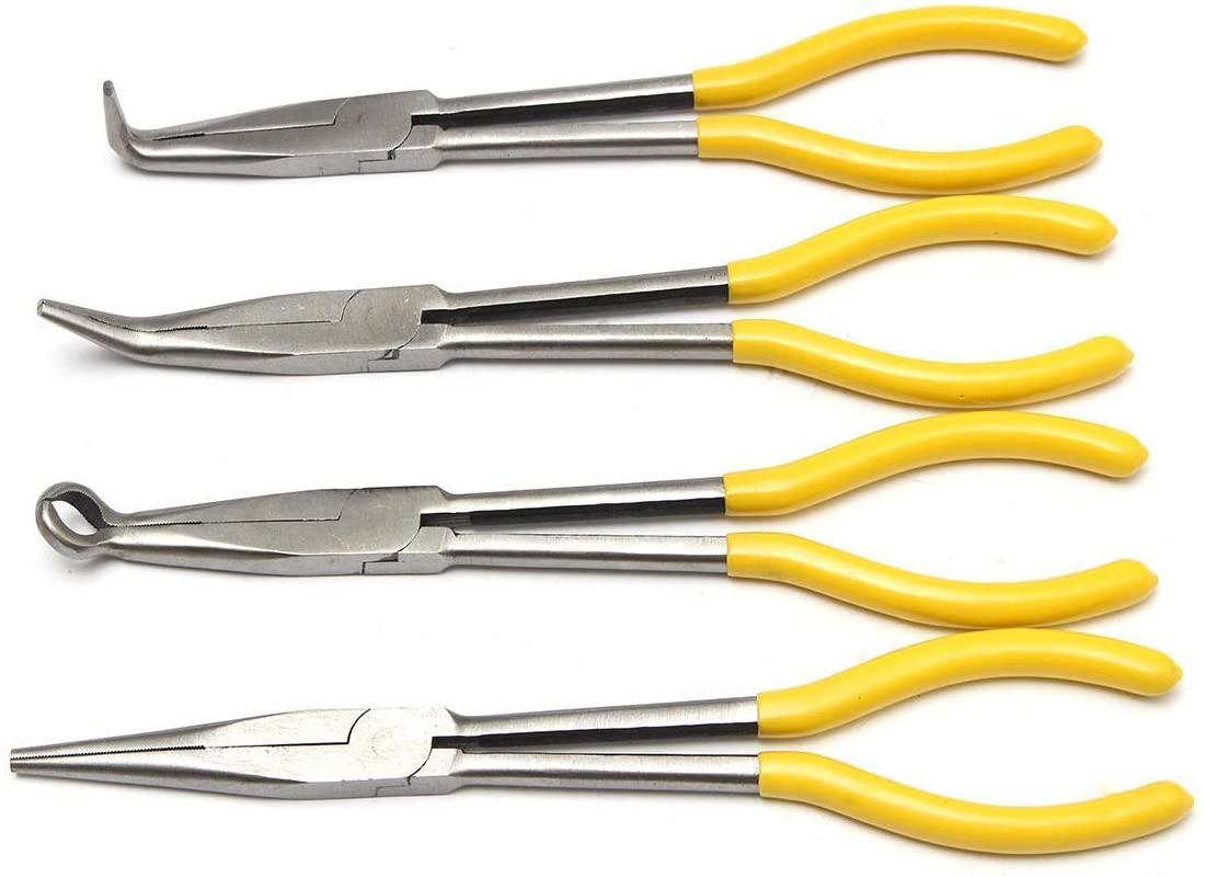LFDHSF Screwdriver Set, Hand Tools 4Pcs 11 inch Bent Mechanic Equipment Hand Tool Set Extra Long Nose Pliers Straight