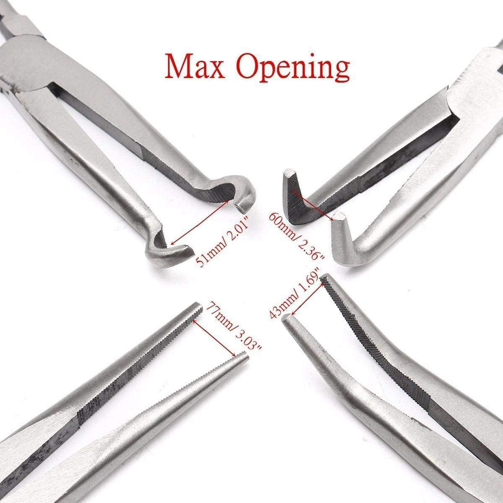 LFDHSF Pliers Tool 4Pcs 11 inch Bent Mechanic Equipment Hand Tool Set Extra Long Nose Pliers Straight Pliers Tool