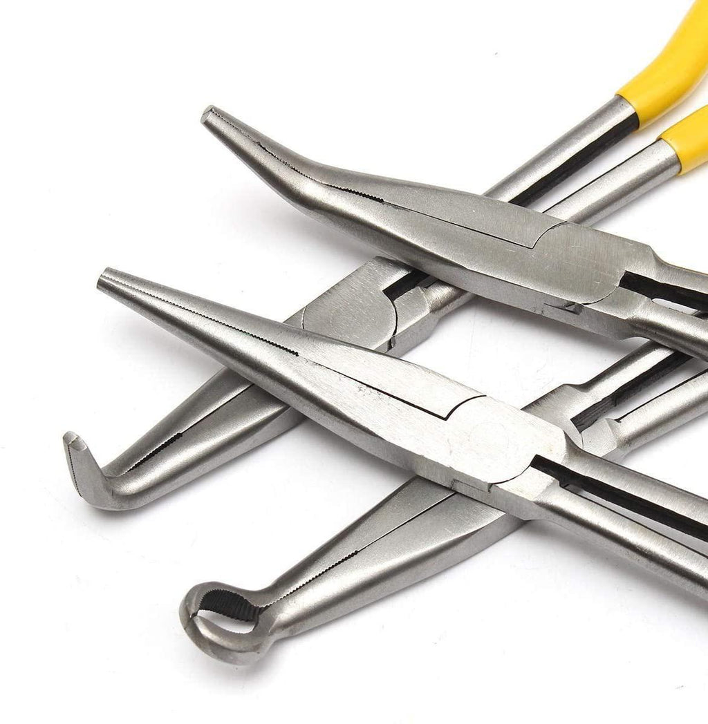 LFDHSF Screwdriver Set, Hand Tools 4Pcs 11 inch Bent Mechanic Equipment Hand Tool Set Extra Long Nose Pliers Straight