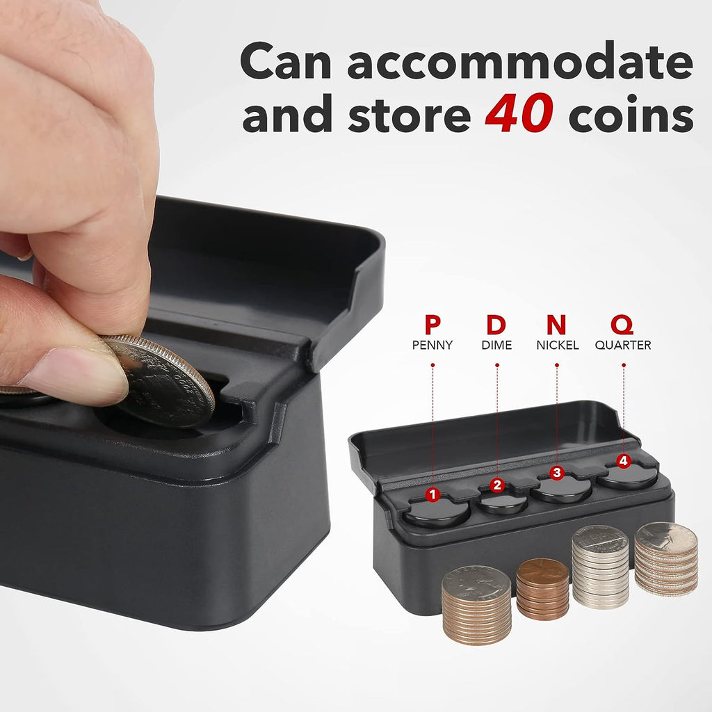 SINGARO Coin Holder for Car, Universal Car Coin Change Organizer, Car Coin Holder Compatible with Coins of Different Sizes, Car Interior Accessories, Suitable for Most Cars, Trucks