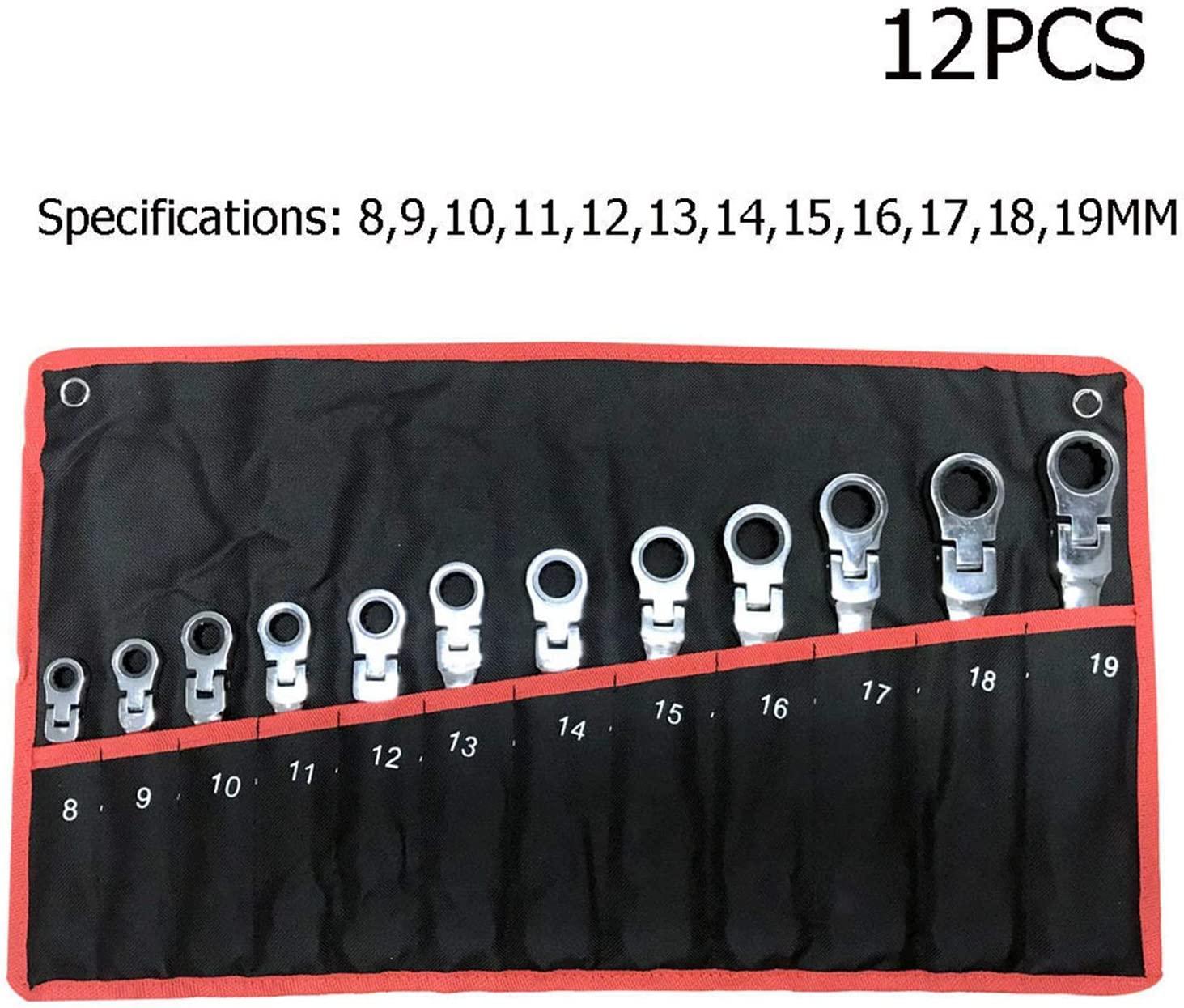 ffniwo Adjustable Hand Tool Spanner Set Multi-Function Universal Wrench Kit (Color : 12PCS Black)
