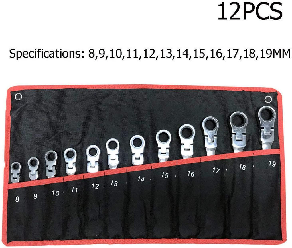 ZUQIEE 12pc Metric Ratcheting Spanner Combination Wrenche Hand Tools 9mm-18mm CR-V Steel Household Tool Sets Wrenches