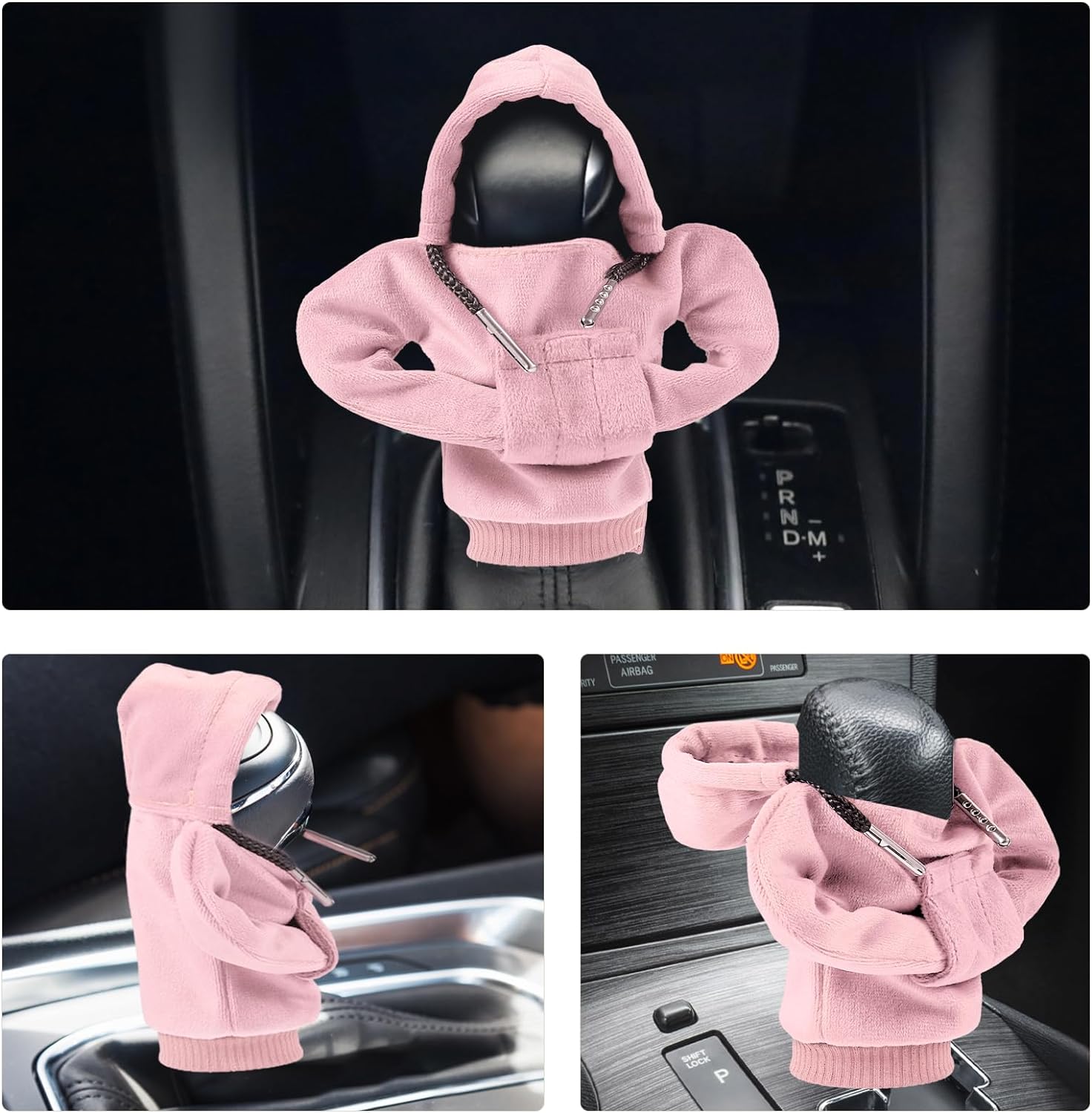 ZHSMS Gear Shift Cover, Universal Shift Knob Cover, Funny Sweater Hoodie for Gearshift, 4.7 Inch Car Shifter Stick Protector Decoration (White)