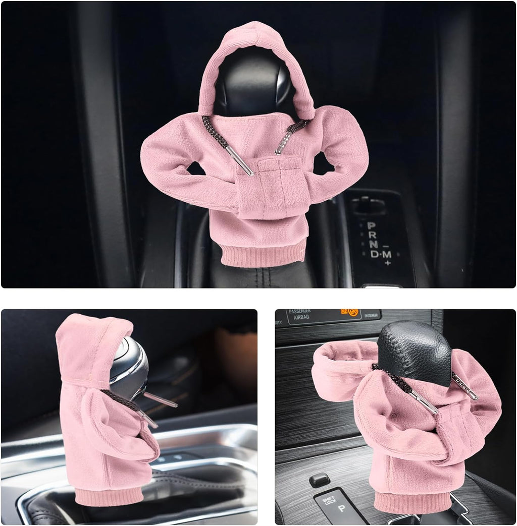ZHSMS Gear Shift Cover, Universal Shift Knob Cover, Funny Sweater Hoodie for Gearshift, 4.7 Inch Car Shifter Stick Protector Decoration(Black Pink White)