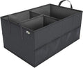 MIU COLOR Car Trunk Organizer with 8 Mesh Pockets, 52L Collapsible Cargo Storage Containers with Strap Handle for Sedan SUV, Black