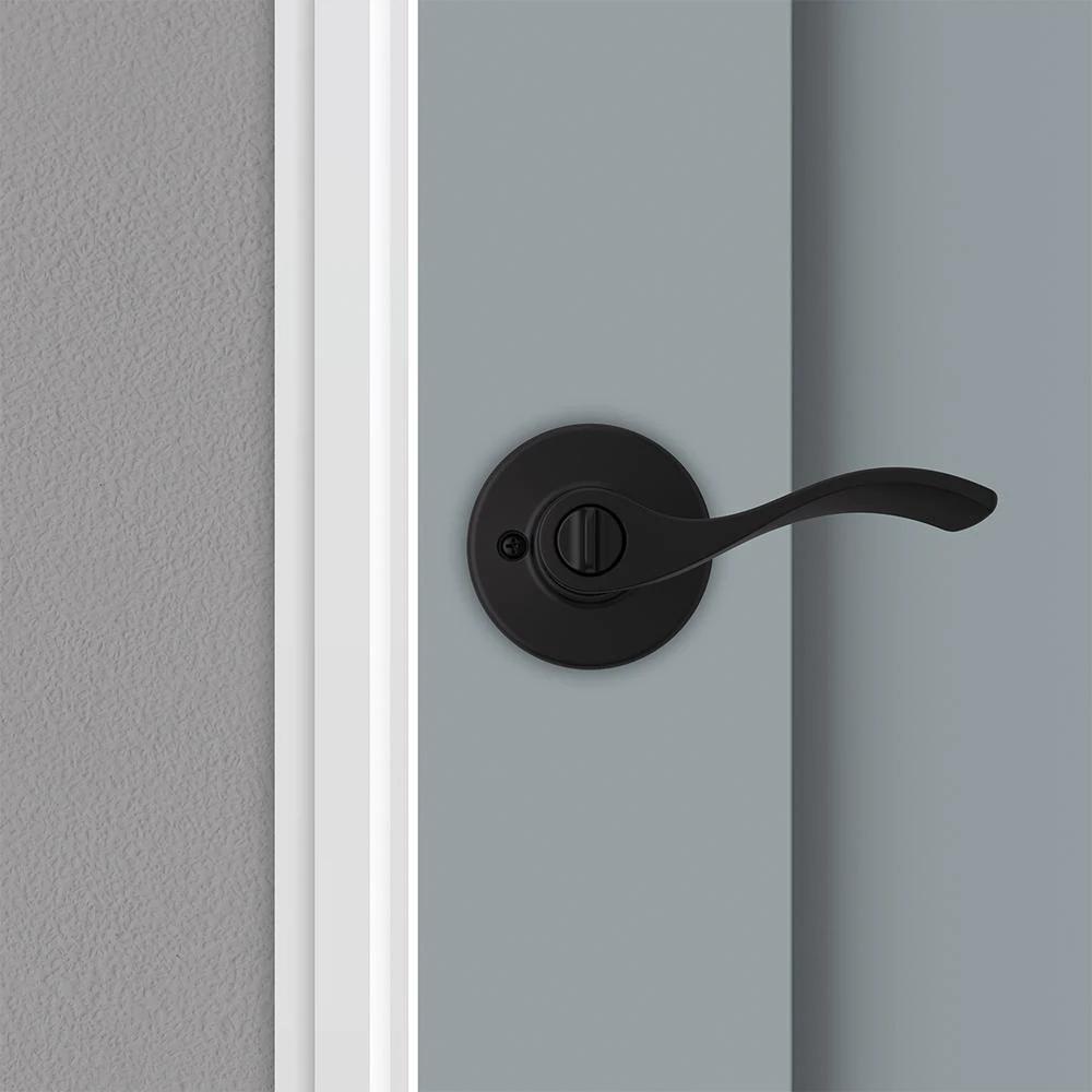 Balboa Matte Black Keyed Entry Door Lever Featuring SmartKey Security