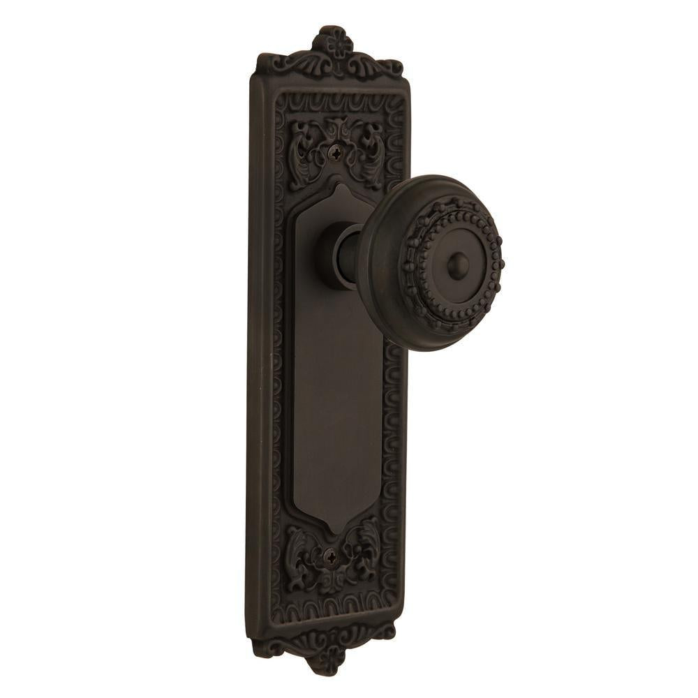 Egg and Dart Plate 2-3/4 in. Backset Oil-Rubbed Bronze Privacy Bed/Bath Meadows Door Knob