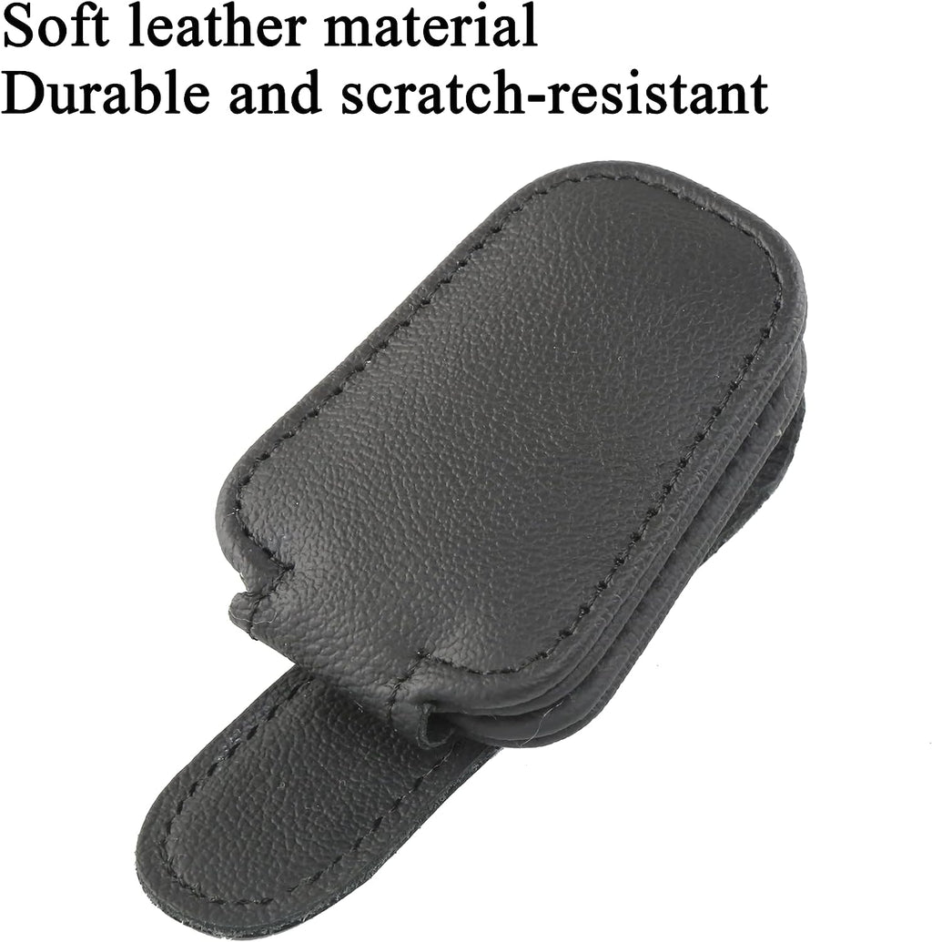 KIWEN Sunglasses Holders for Car Sun Visor, Magnetic Leather Glasses Eyeglass Hanger Clip for Car, Ticket Card Clip Eyeglasses Mount, Car Visor Accessories(Black)