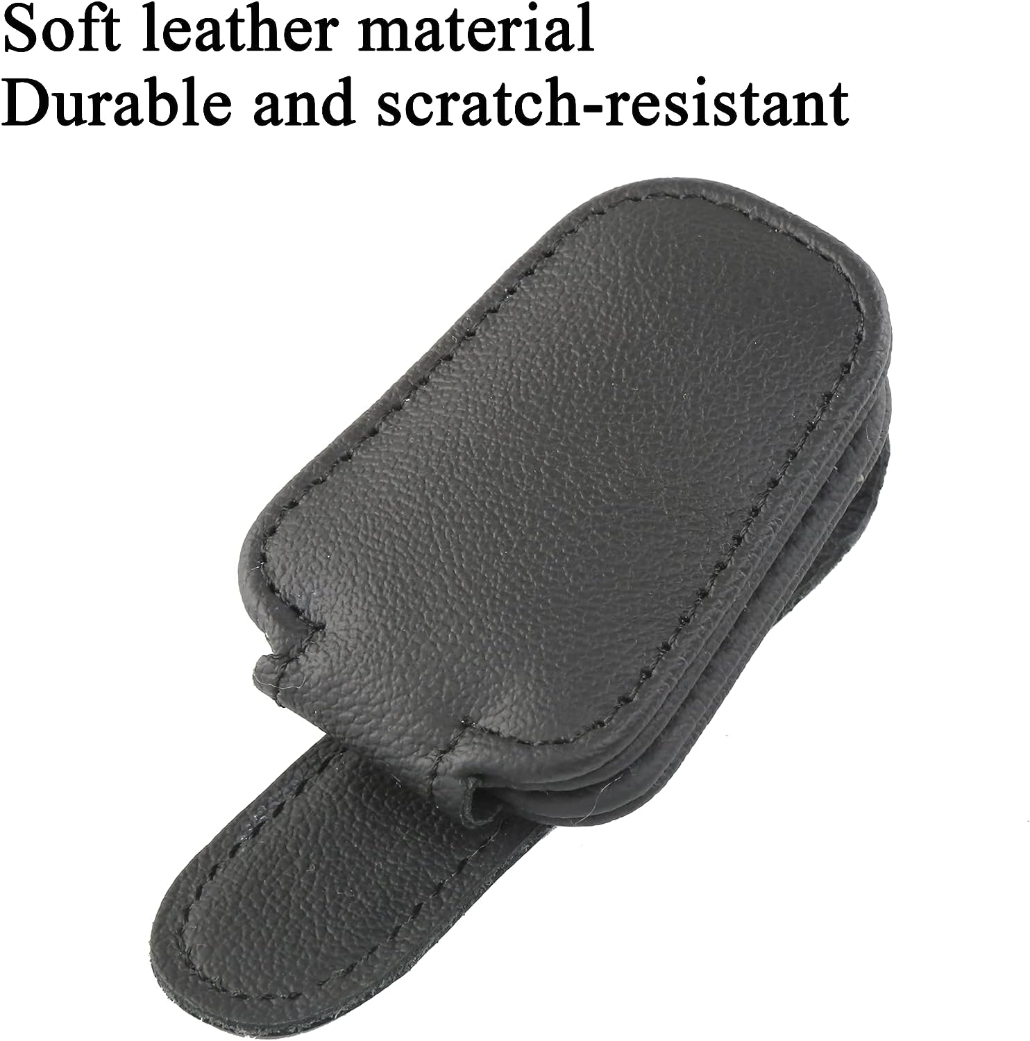 KIWEN Sunglasses Holders for Car Sun Visor, Magnetic Leather Glasses Eyeglass Hanger Clip for Car, Ticket Card Clip Eyeglasses Mount, Car Visor Accessories(Black)