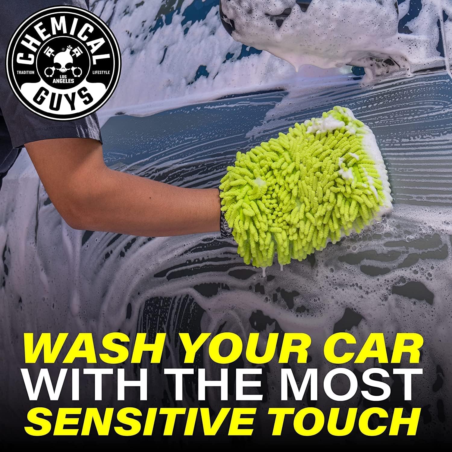 Chemical Guys CWS_402_64M Car Wash Starter Bundle - Mr. Pink Foaming Car Wash Soap, 64 fl oz (Half Gallon), Candy Scent + Green Chenille Wash Mitt (2 Items) Works on Cars, Trucks, SUVs, RVs &amp; More