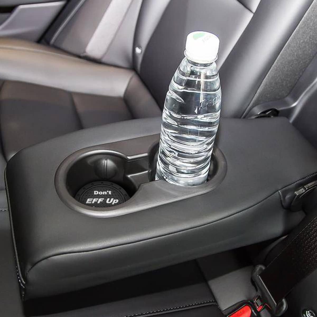 8sanlione 2 Pack Car Cup Holder Coasters, 2.75 Inch Non-Slip PVC Insert Cup Coaster, Anti-Scratch Auto Cup Mats for Women Men, Vehicle Interior Accessories Universal for Car, SUV, Truck (A Black/2PCS)