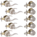 5-Bennett Satin Nickel Entry Door Levers and 5-Satin Nickel Single Cylinder Deadbolt All Keyed Alike