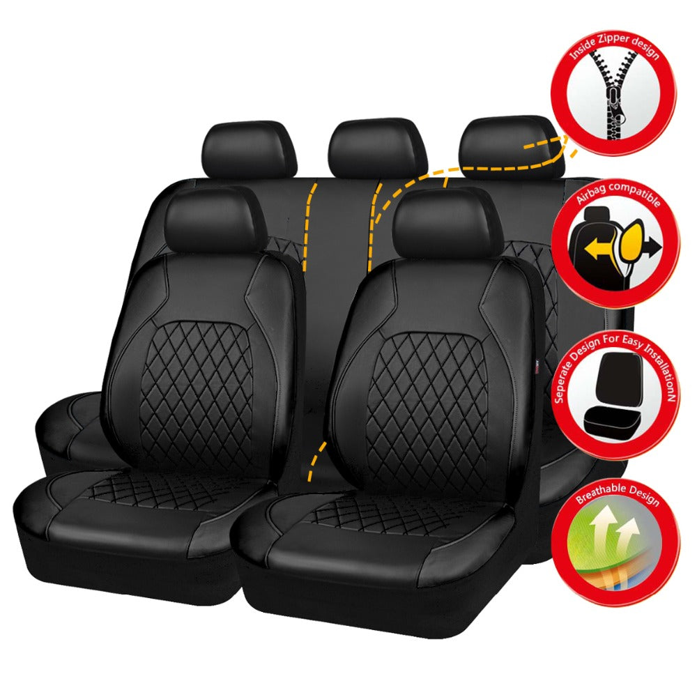 2pcs Car Front Seat Faux Leather Car Seat Covers, Car Seat Protector Covers, Removable Headrest Washable Car Seat Cover For Car, SUV, Van, Sedan