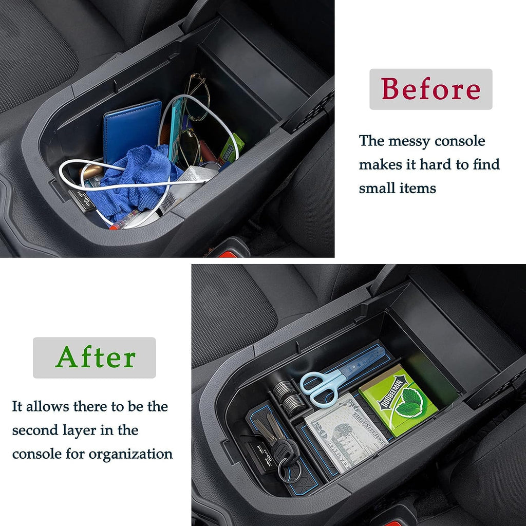 JDMCAR Center Console Tray Organizer Compatible with Toyota RAV4 Accessories 2023 2023 2023 2023 2019, and 2021-2023 RAV4 Prime Armrest Insert Container ABS Material Secondary Storage Box-Blue