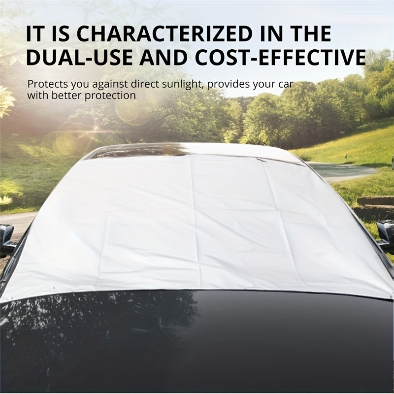 Foldable Car Windshield Cover - Protect Your Car From Snow, Sun, And Rain - Easy To Install And Remove