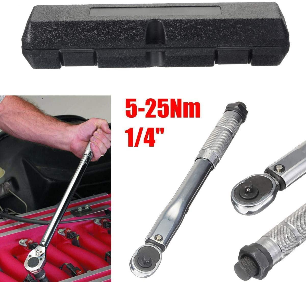 Singlin58 Tool Hand Tools 1/4 5-25NM Torque Wrench Adjustable Torque Wrench Hand Spanner for Repairing Tool Bike