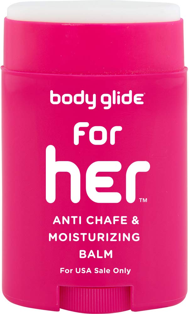 Body Glide For Her Anti Chafe Balm1.5oz: anti chafing stick with added emollients. Prevent rubbing leading to chafing, raw skin, and irritation. Use for arm, chest, bra, butt, groin, and thigh chafing