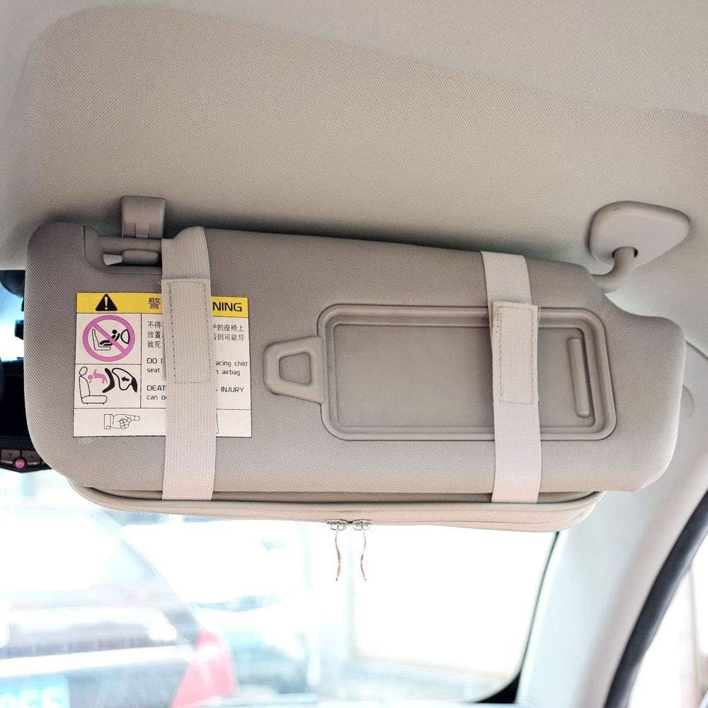 Da by Car Sun Visor Organizer Auto Car Visor Pocket and Interior Accessories Car Truck Visor Storage Pouch Holder with Multi-Pocket Net Zippers (Gray)