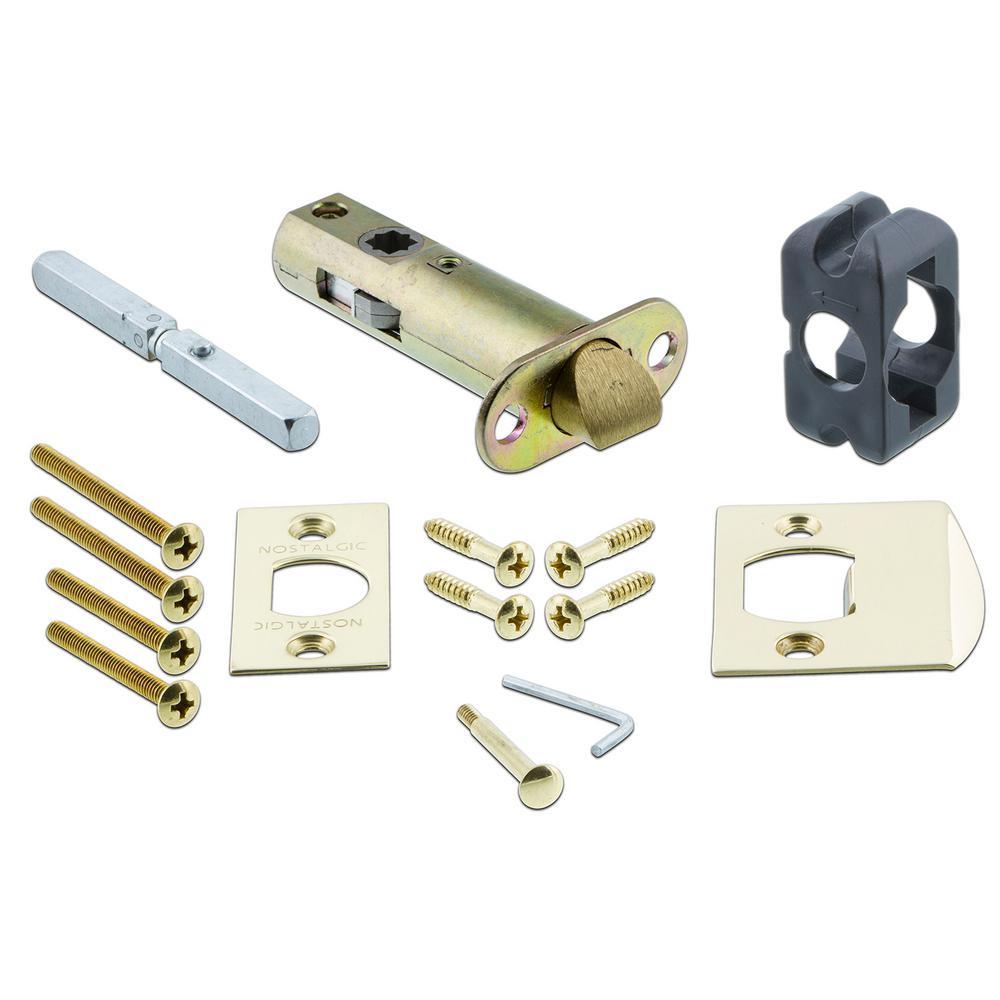 CottaPlate 2-3/8 in. Backset Polished Brass Privacy Bed/Bath White Porcelain Door Knob