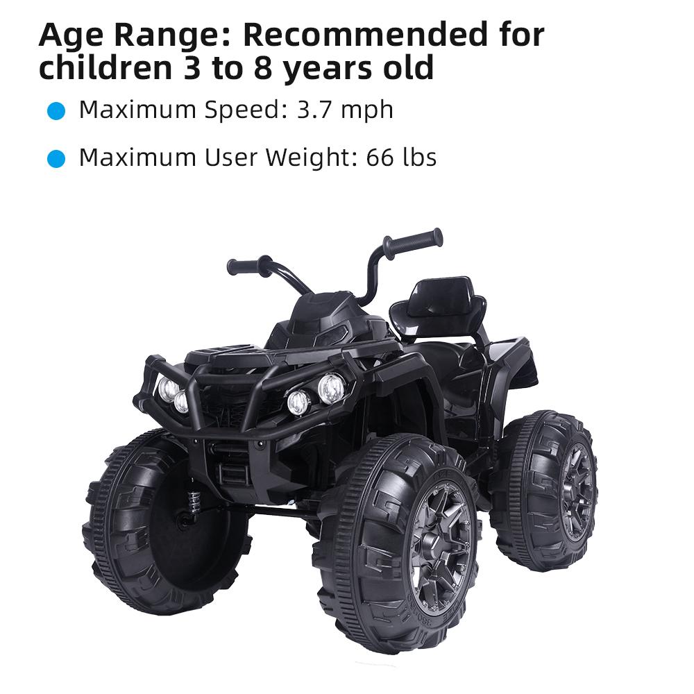 URHOMEPRO Kids Ride On ATV, 12V Battery Powered Kids Electric Cars, 4 Wheeler Quad with Headlights, MP3, USB, Volume Control, LarSeat, Electric Ride on Toys for Boys Girls, Two Speed Mode, Q11319