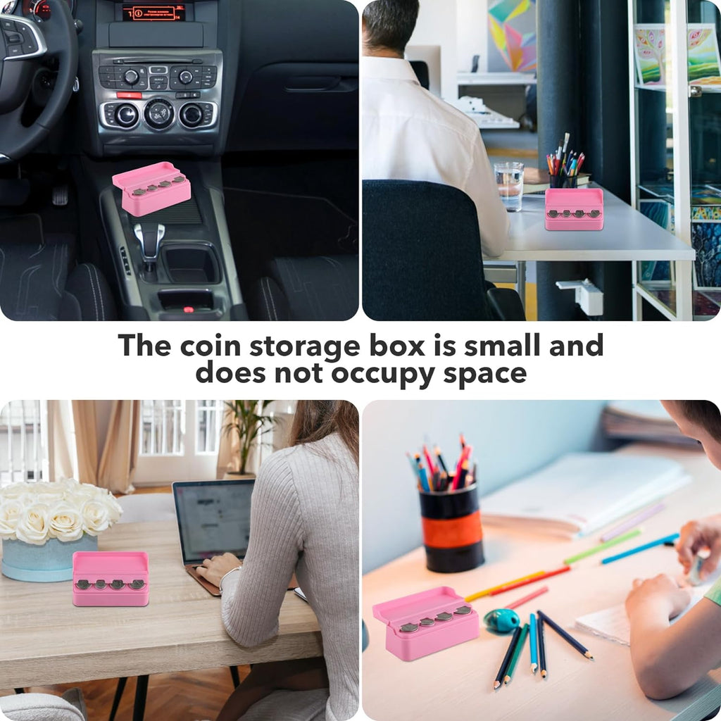 SINGARO Coin Holder for Car, Universal Car Coin Change Organizer, Car Coin Holder Compatible with Coins of Different Sizes, Car Interior Accessories, Suitable for Most Cars, Trucks(Pink)