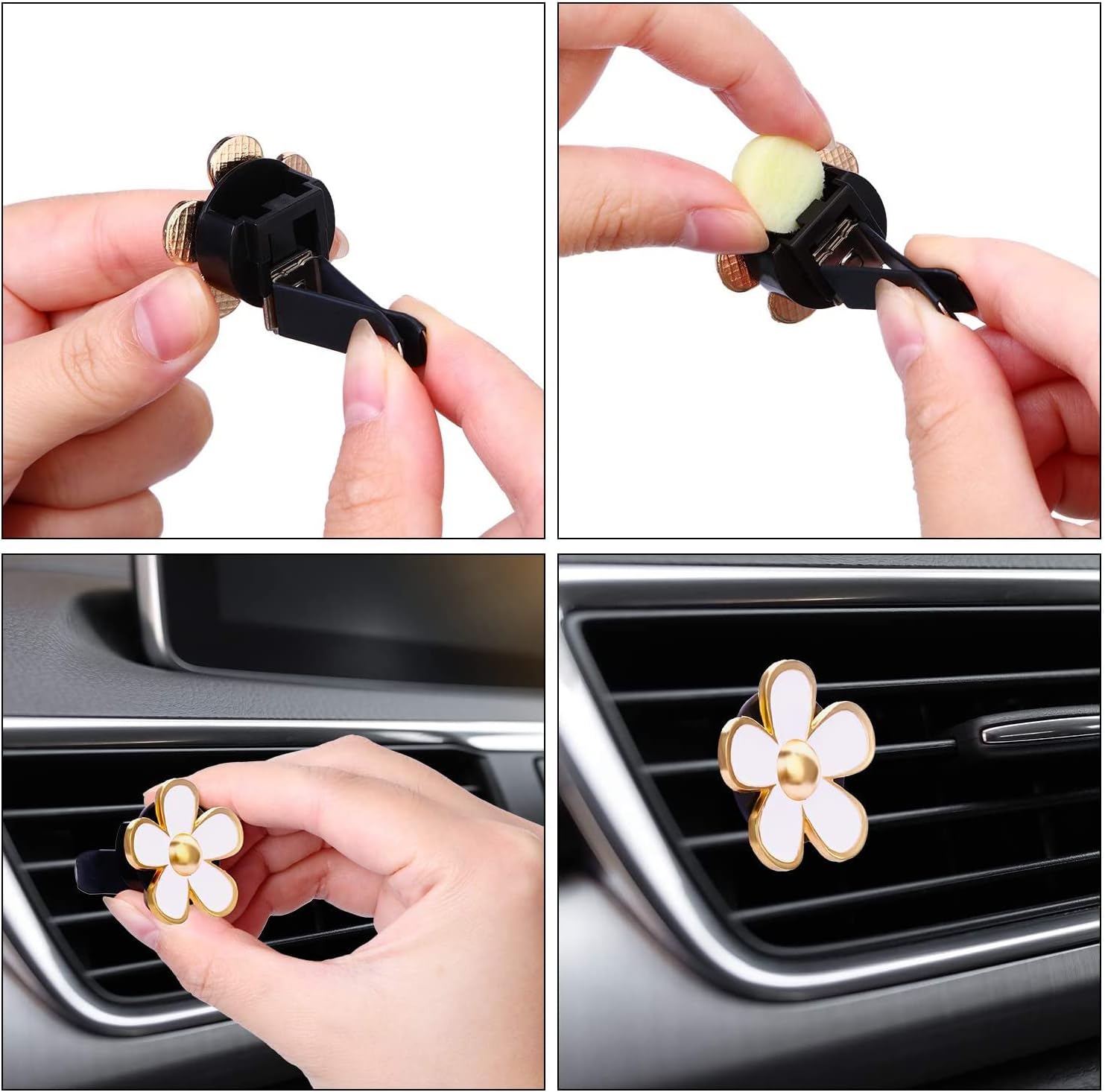 6 Pcs Daisy Air Vent Clips, Cute Flower Car Diffuser Vent Clips Car Air Fresheners Vent Clips Car Interior Decor Charm Car Decoration Cute Car Accessories for Women Girls + Mask Hook(Mixed Color)