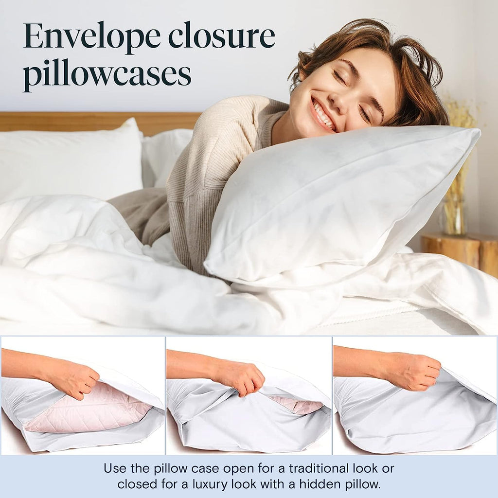 LuxClub 6 PC King Size Sheet Set Bamboo Sheets Deep Pockets 18" Eco Friendly Wrinkle Free Cooling Sheets Machine Washable Hotel Bedding Silky Soft - White King