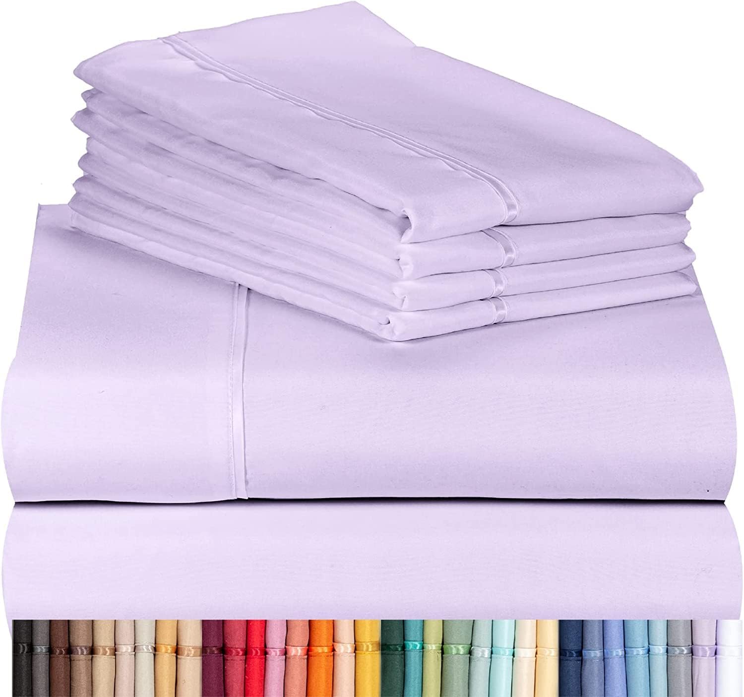LuxClub 6 PC Queen Sheet Set Bamboo Sheets Deep Pockets 18" Eco Friendly Wrinkle Free Cooling Sheets Machine Washable Hotel Bedding Silky Soft - Lavender Queen