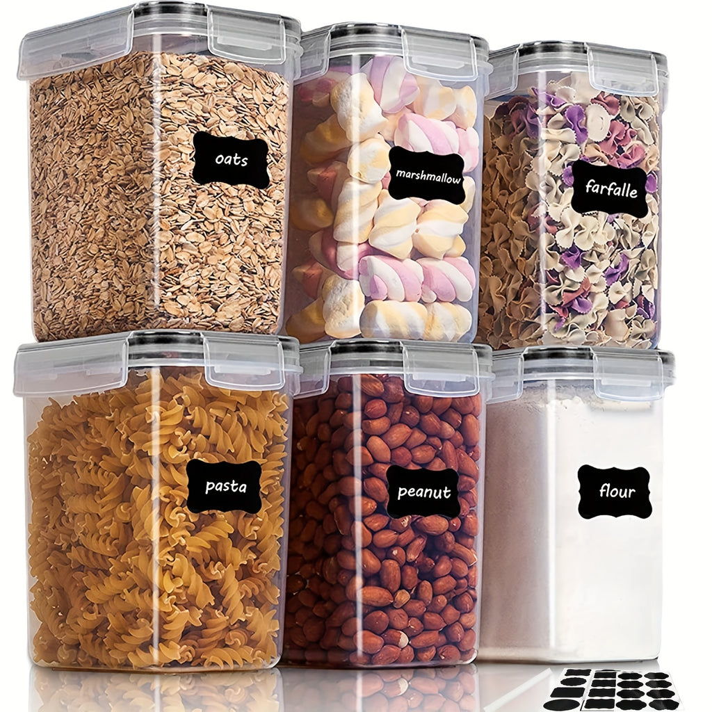 1/6pcs 54oz/1.6L Airtight Plastic Food StoraContainers With Lid, BPA Free,PP Material, No LeaKitchen Organizer For Coffee Beans Flour Sugar