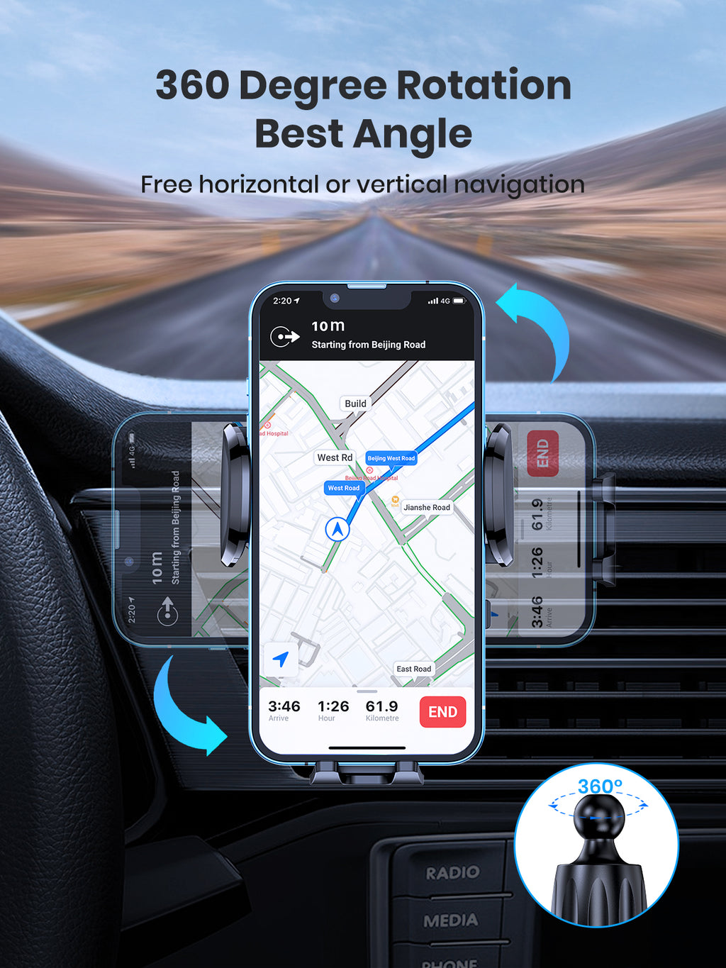 Car Phone Holder Mount, TOPK [2023 Upgrade Auto Locking] Universal Phone Holder With Hook Clip For Car Air Vent Compatible With  Samsung Etc.