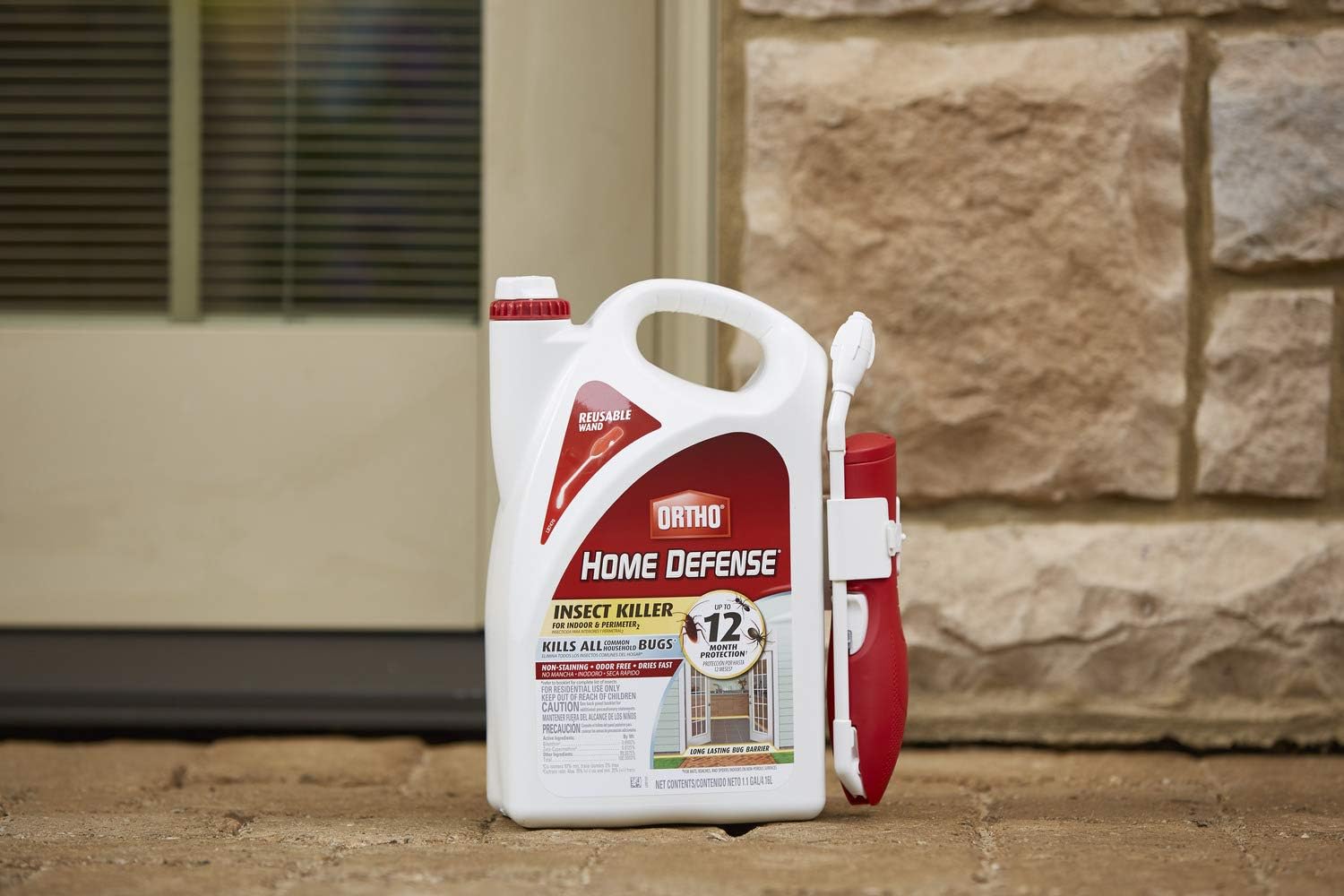 Ortho Home Defense Insect Killer for Indoor &amp; Perimeter2: With Comfort Wand, Kills Ants, Cockroaches, Spiders, Fleas &amp; Ticks, Odor Free, 1.1 gal.